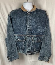 Vintage Levi’s Acid Wash Denim Jacket | USA Made | Corduroy Collar | Men’s Large
