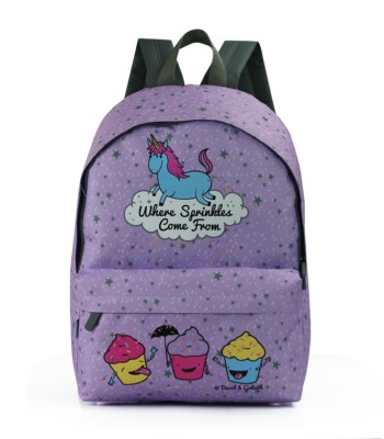 DAVID AND GOLIATH, WO STREUEN AUS LILA EINHORN SCHULRUCKSACK TASCHE KOMMEN