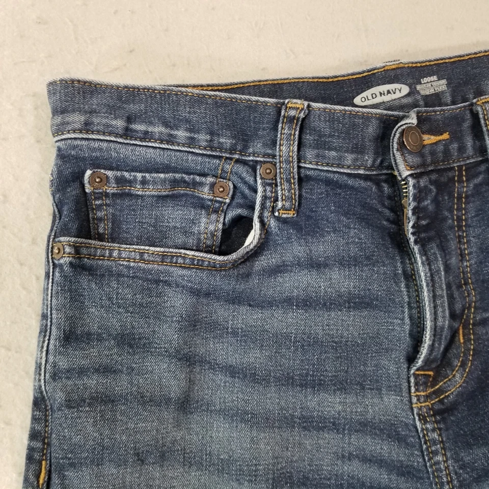 Old Navy jeans men's 32x34 loose straight blue stretch denim pants retro preppy - Image 3 of 4