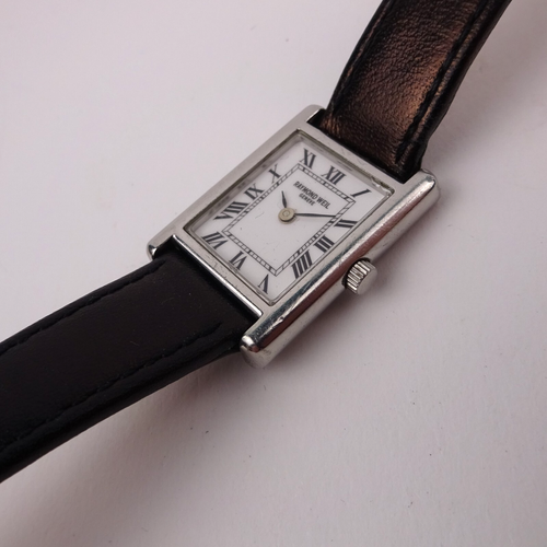 Raymond Weil 5766 Tank Watch Stainless Steel Black Leather Strap Ladies 21mm - Picture 7 of 19