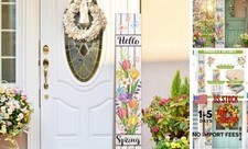 47" Large Spring Porch Sign Tulip Welcome Sign Wooden Tall Spring Spring Tulip