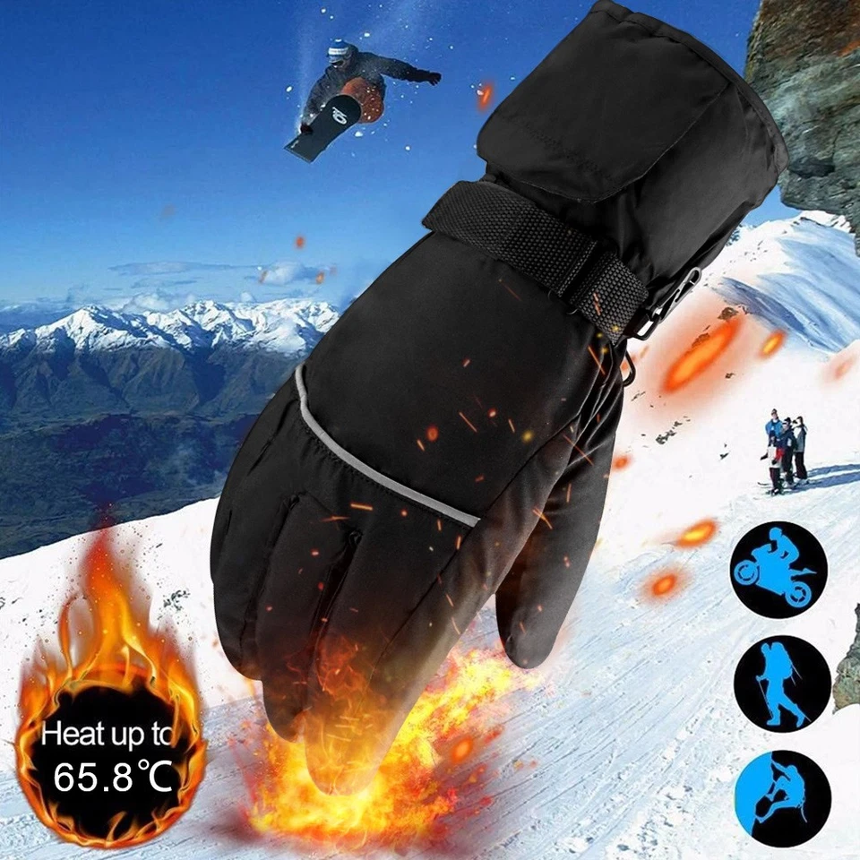 Luvas aquecidas elétricas bateria recarregável aquecedor de mão à prova de vento térmico inverno - Imagem 3 de 4