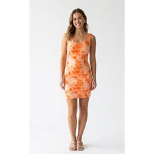 Prettylittlething Orange Bodycom Dress Size 12 Sleeveless Scoop Neck 