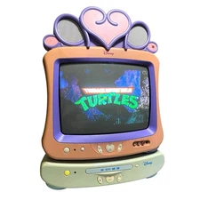 Rare! Vintage Disney Princess 13” CRT TV Tested No Remote Plus DVD Player Works