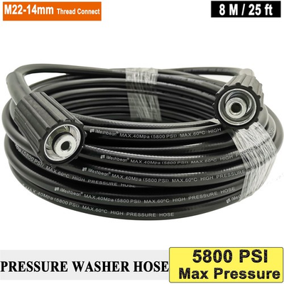 #ad 26FT 5800PSI High Pressure Washer Hose M22 14mm Power Washer Extension Hose New $15.58