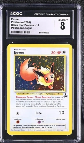 2000 Pokemon Black Star Promos Eevee Pokemon League Holo #11 CGC 8
