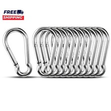 Small Carabiner Clip Hooks 10Pcs 1.57 Inch Carabiners Heavy Duty 304 Stainless S
