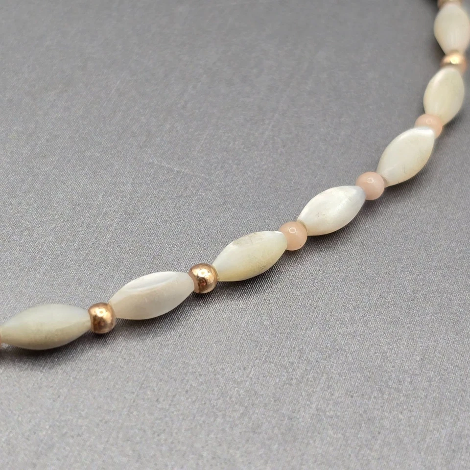 Brazalete tobillera con cuentas de arroz de colección 8,75" enchapado en oro espaciadores cierre de anillo de resorte Foto 3 de 4