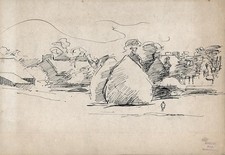 Pen & Ink Drawing - Jean Marchand (1883-1941) Figure In Landscape - 20th Century