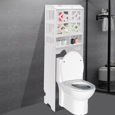 4 Tier Over The Toilet Storage Cabinet, Bathroom Organizer w/ Raised Leg