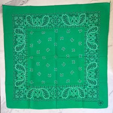 Vintage Wamcraft Bandana Handkerchief Emerald Green Paisley Cotton Made in USA