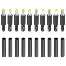 4.0x1.7mm DC Male Plug, 20 Pack DIY DC Barrel Connector with Shrink Tube, Yellow