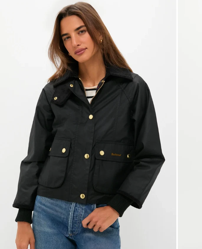 SAGE ~ Barbour Cropped Beadnell Ladies Wax Jacket MSRP$488 British Elegance