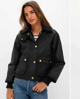 SAGE ~ Barbour Cropped Beadnell Ladies Wax Jacket MSRP$488 British