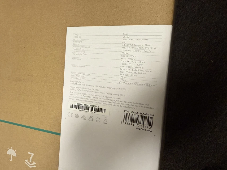 DeepCool CK560 Mid-Tower ATX Case 3x 120mm ARGB Fans 1x 140mm Fan - Image 2 of 2