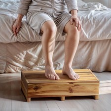 6.5 One Step Stool for Elderly, Acacia Wood High Riser Step Stool for ...