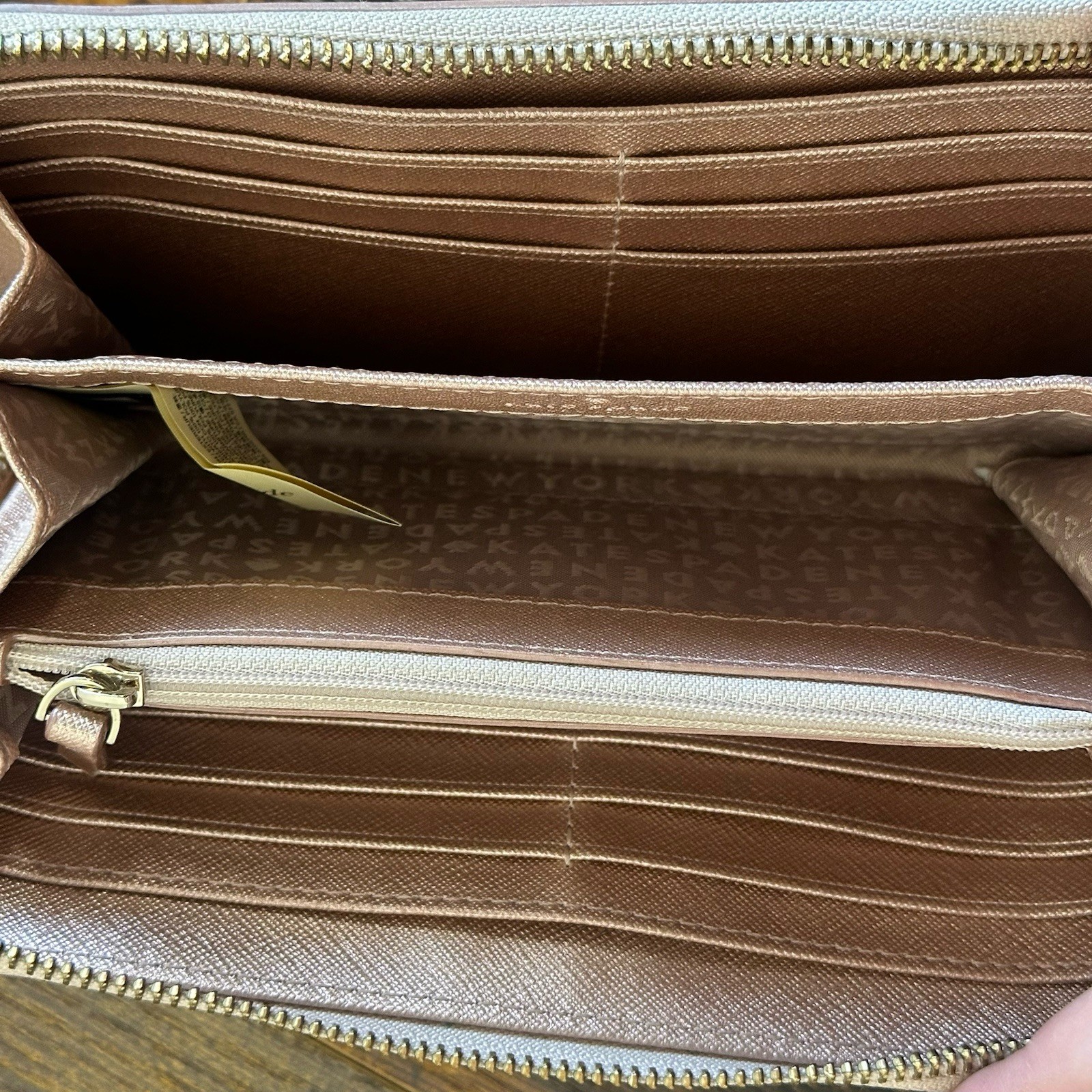 Kate Spade Rose Gold Newbury Lane Neda Saffiano Leather Wallet Zip Around Clutch thumbnail 8