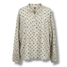 Universal Thread Women's Long Sleeve Balloon Poet Blouse Cream Floral   