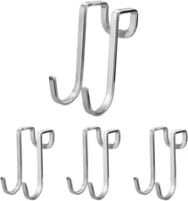 4 Pack over Cabinet Drawer Double Hooks, Stainless Steel Multiple Use Narrow Doo