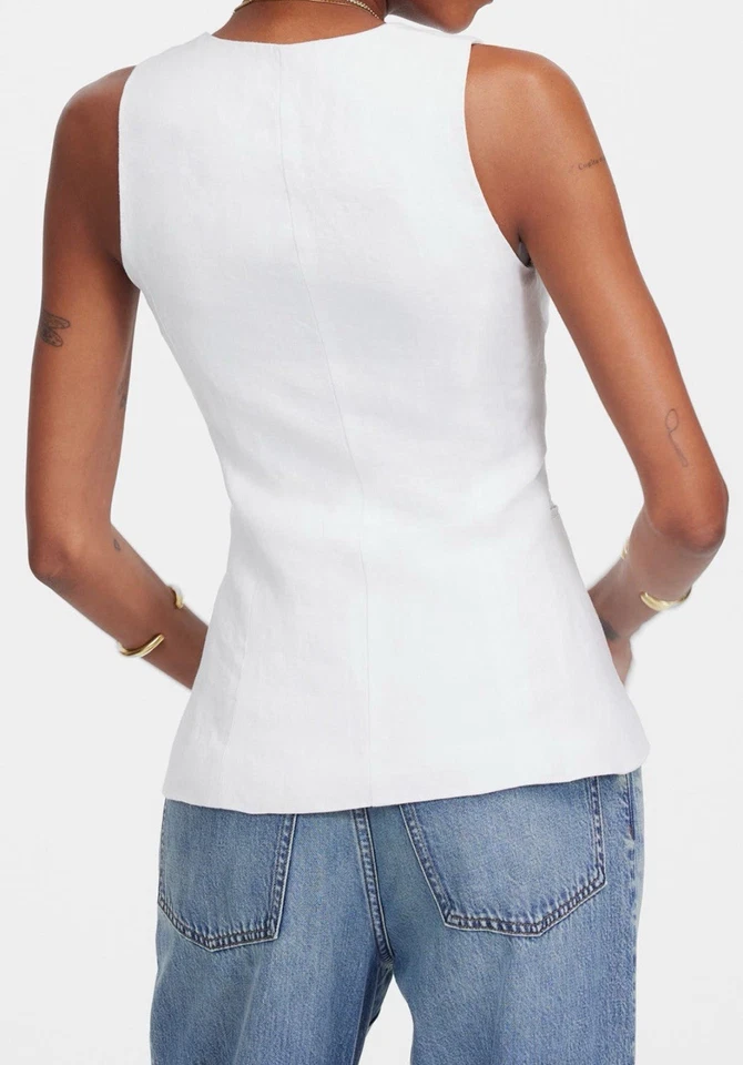Madewell NWT Linen Scoop Neck Cutaway Vest size 4 - Image 2 of 4