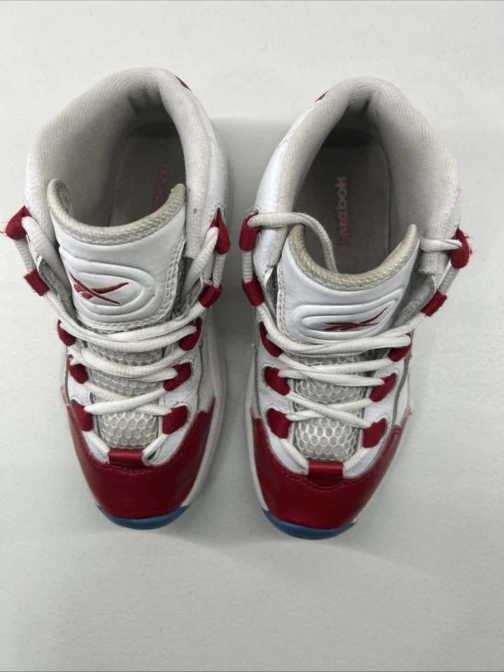 Reebok Question Mid Sneakers Youth Size 1 White/Red - Image 3 of 4