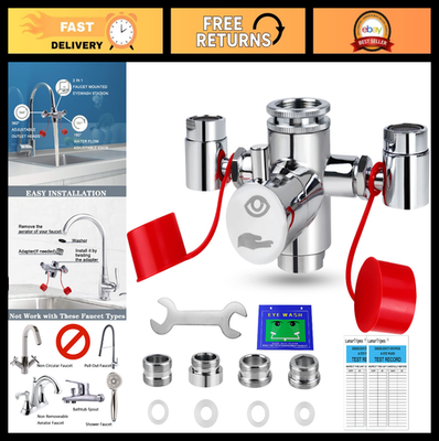 #ad Emergency Eyewash Station Kit OSHA Approved Eye Flush Unit 4 Adapters amp; Sign $65.99