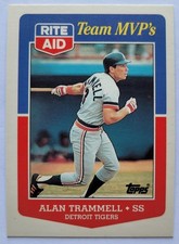 1988 Topps Rite Aid Team MVP's - Alan Trammell #18 Detroit Tigers