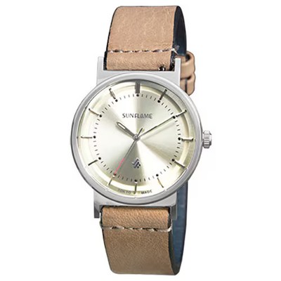 Yaku Cedar Dial Quartz Watch Japan Made Sapphire Glass Night Glow Leather Belt