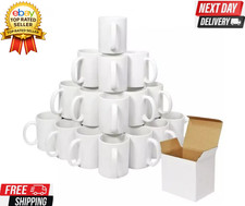 2-100X Sublimation Mugs 11oz 36 White Large Handle Coated Heat Press +Gift Boxes