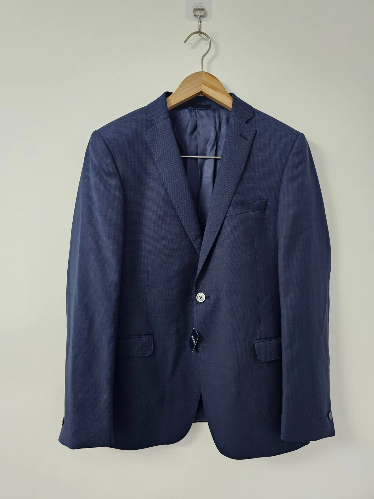T. M. Lewin Blazer Jacket Mens 41R Navy Wool Blend Skinny Fit Stretch