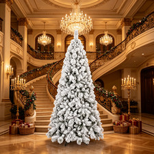 4-9ft Snow Flocked Artificial Christmas Tree PVC/Hard Needle Mixed Flocked Tree