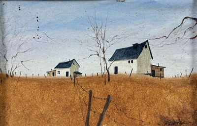 #ad Rex Fluty 1936 2009 Vintage Oil Painting Rural Landscape $229.00