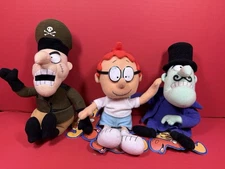 3 Rocky & Bullwinkle Friends Toy Plush Lot 1999 Stuffins Sherman Leader Snidely