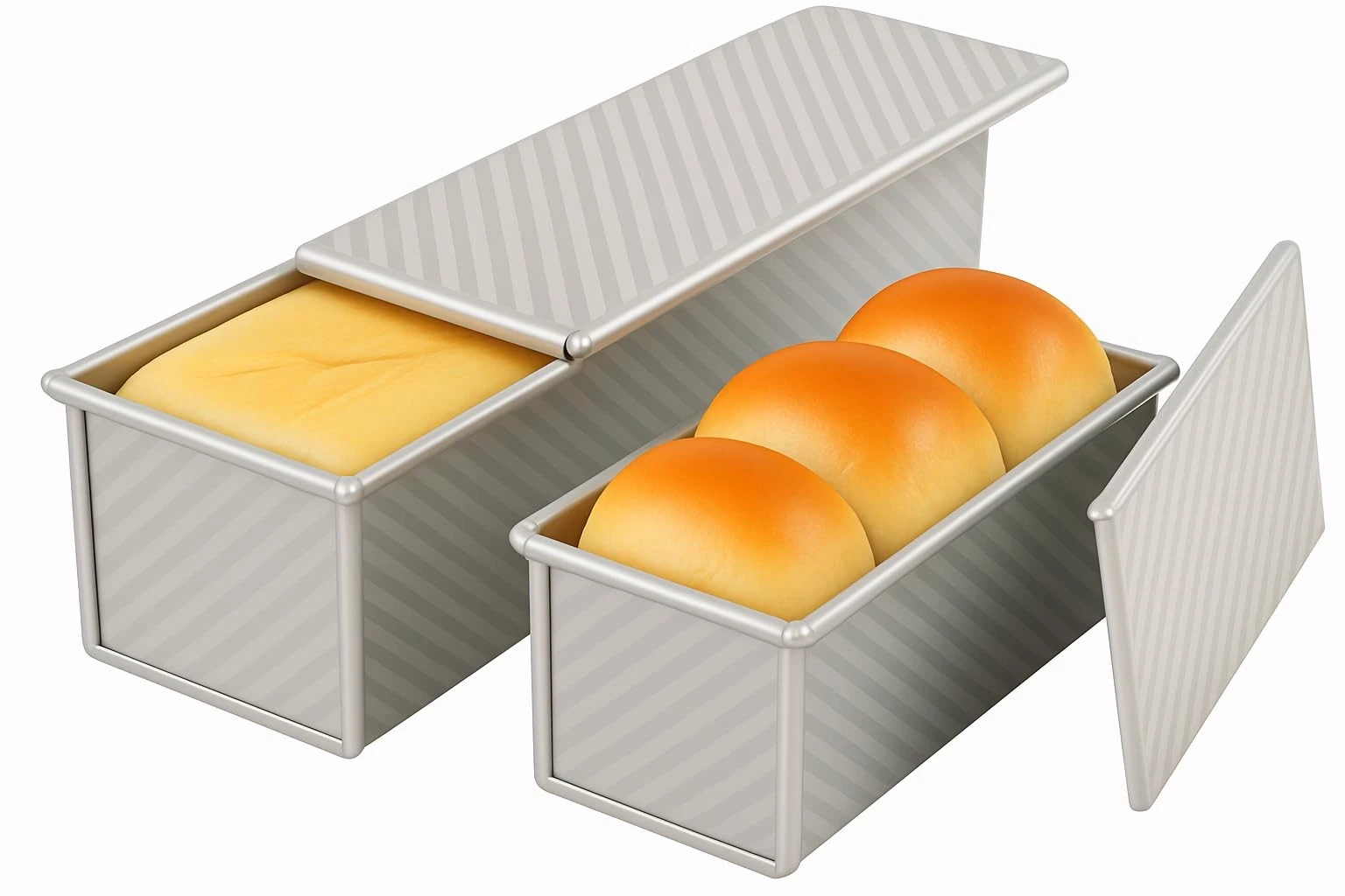2-Pack Pullman Loaf Pan with Lid –Includes Two Size 13 by 5 & 8.4 by 4.8 Loaf...