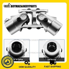 New 1316-36 Spline X 34 Round Double Steering Shaft U Joint Coupler Chrome New 1316-36 Spline X 34 Round Double Steering Shaft U Joint Coupler Chrome