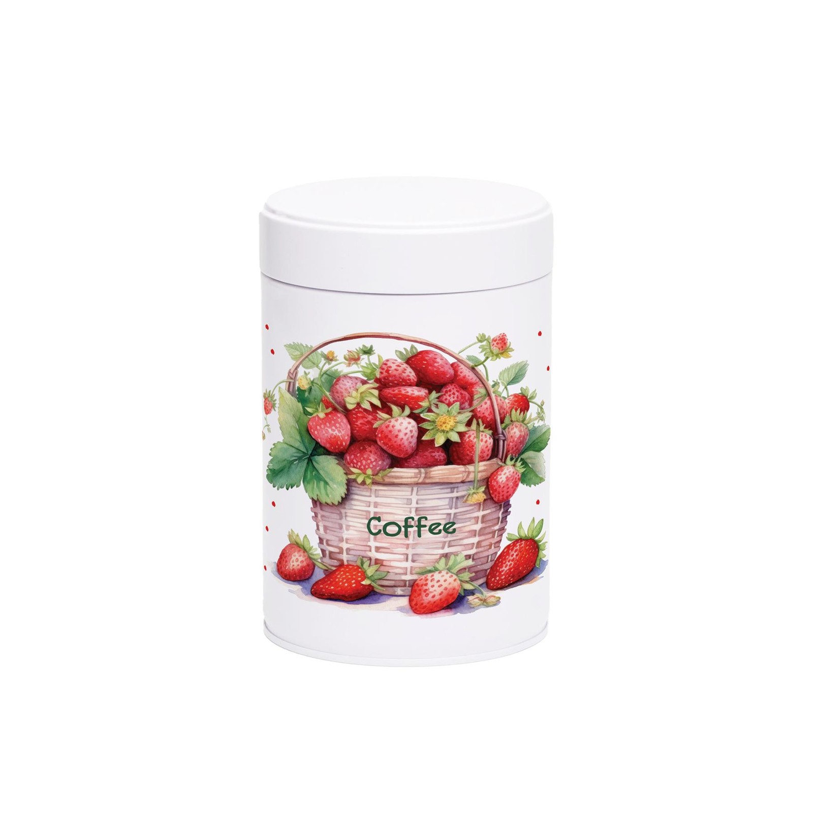 Strawberry Basket Coffee Canister - Metal Twist-Lid Kitchen Storage Tin Gift