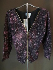 Vintage 80s full zip Top paint splatter pattern Small Deadstock