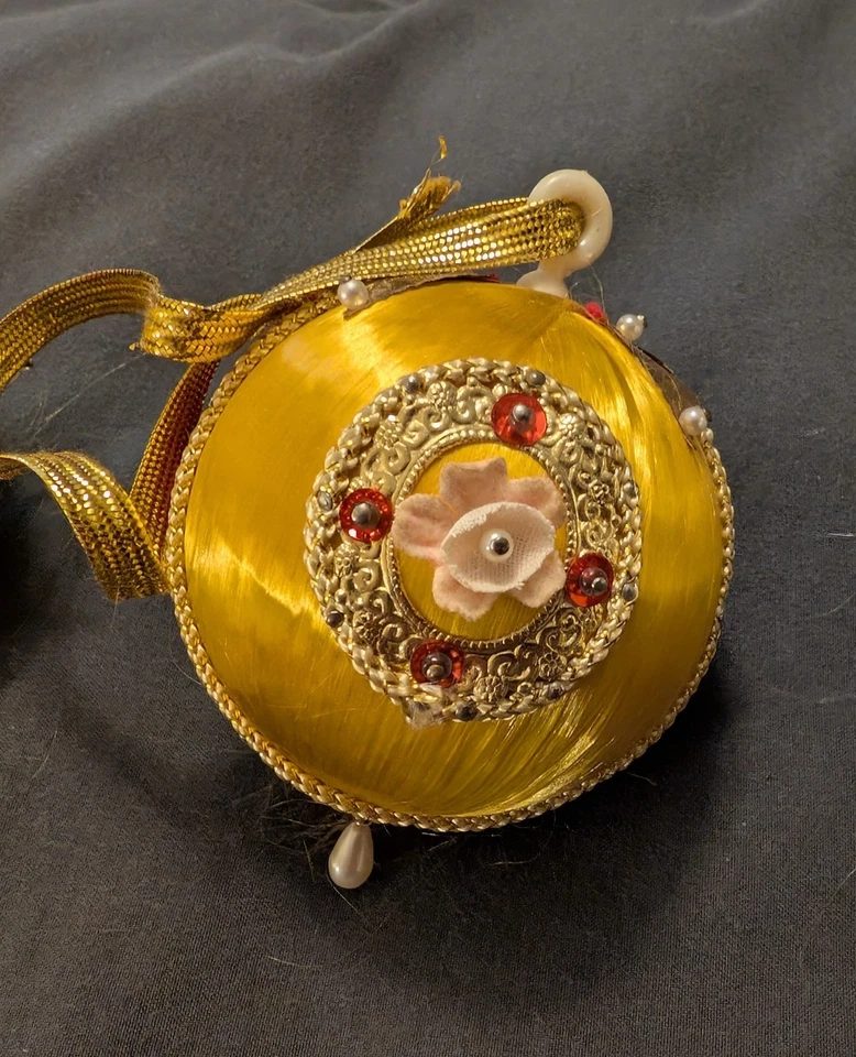 Lote De 3 Lentejuelas Bola Satinada Adornos Navidad Vintage Push Pin Foto 4 de 4