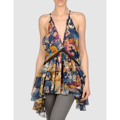 JUST CAVALLI BY ROBERTO CAVALLI TOP TUNIC DRESS RUFFLE MINI sz 42 / US 6