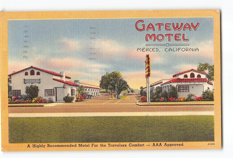 Merced California CA Postcard 1952 Gateway Motel