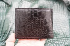 Real Crocodile Wallet SKIN Leather Bifold Men's Black Handmade E48