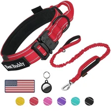 Tactical Dog Collar and Leash Set, Reflective Adjustable Heavy Duty Military ...