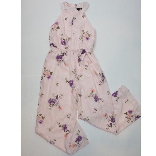 Zunie Girl's Blush Color Floral Burnout Chiffon Jumpsuit in size 12 NWT MSRP $58 - Picture 2 of 5