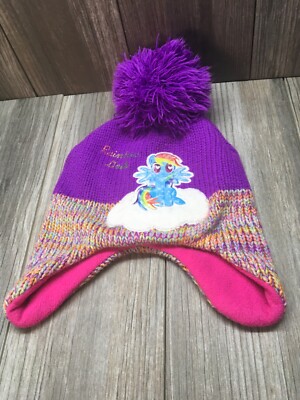 My Little Pony Large Pom W/Ear Flap Accent Rainbow Dash 2017 Purple Multi Hasbro