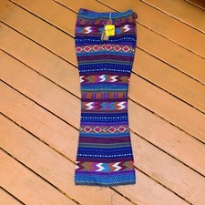 Womens Vintage 70's Boston Sports Hippy Boho Print Disco Wide Leg Pants Size 12