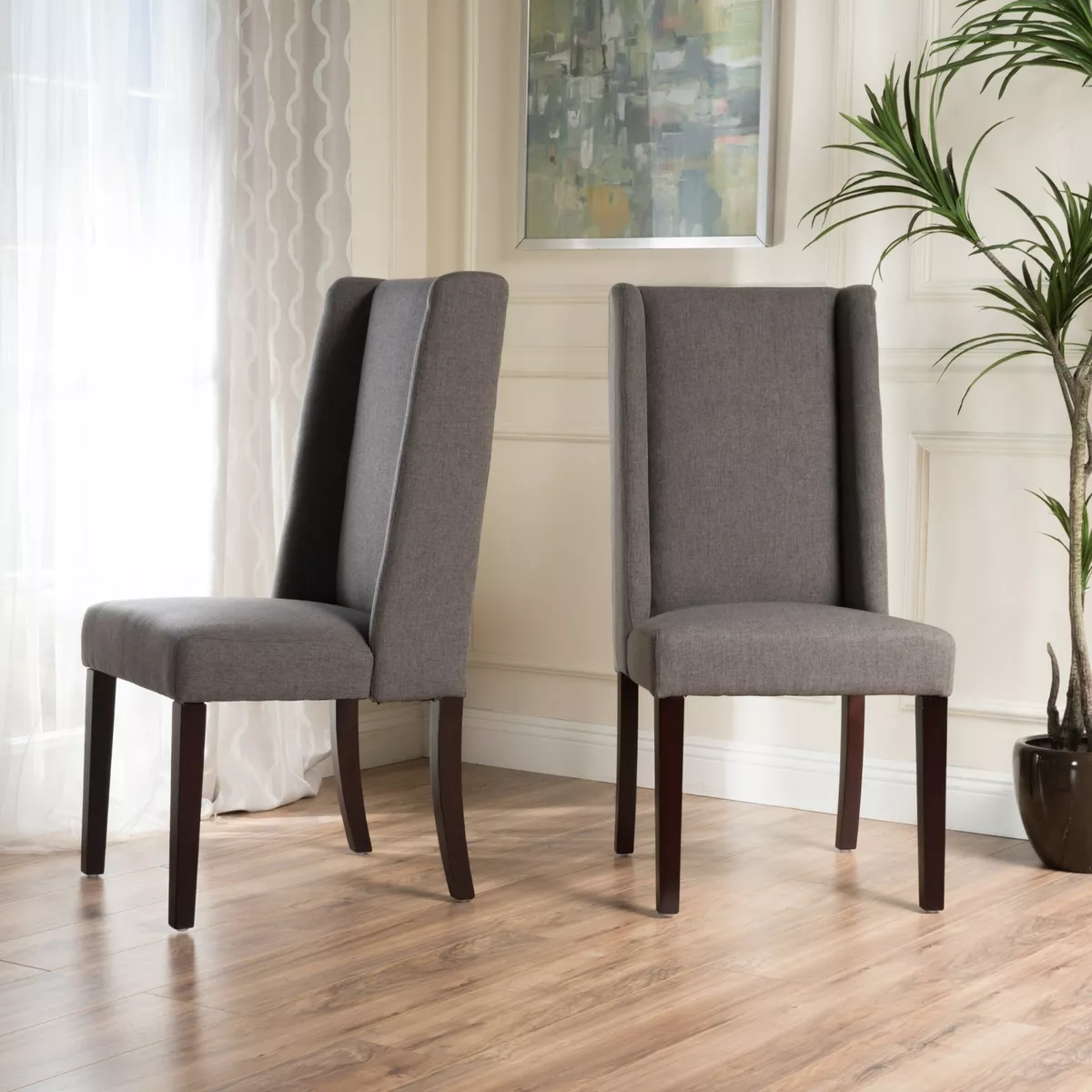 Tays Tufted Linen Wingback Dining Chairs (Set of 2) by Furniture