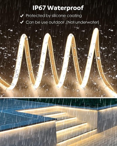 50ft 110V COB LED Light Strip 480LEDs/m Waterproof Indoor Outdoor Boat Car Decor - Picture 38 of 44
