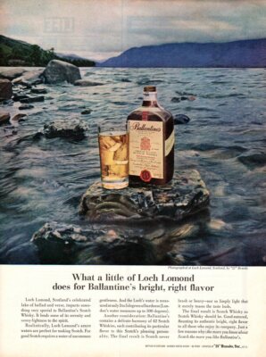 Vintage advertising print Alcohol Ballantine's Scotch Whisky Loch Lomond Scotlan