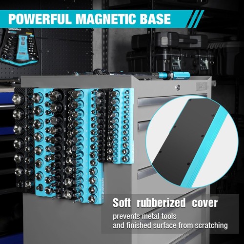 DURATECH Magnetic Socket Organizer Set Tool Cart 6PC 1/2"1/4" 3/8" Dr SAE&Metric - Picture 7 of 12