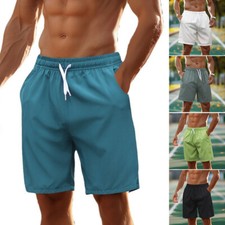 Men's Casual Sports Loose Gym Shorts Pocket Solid Jogging Athletic Shorts Pants